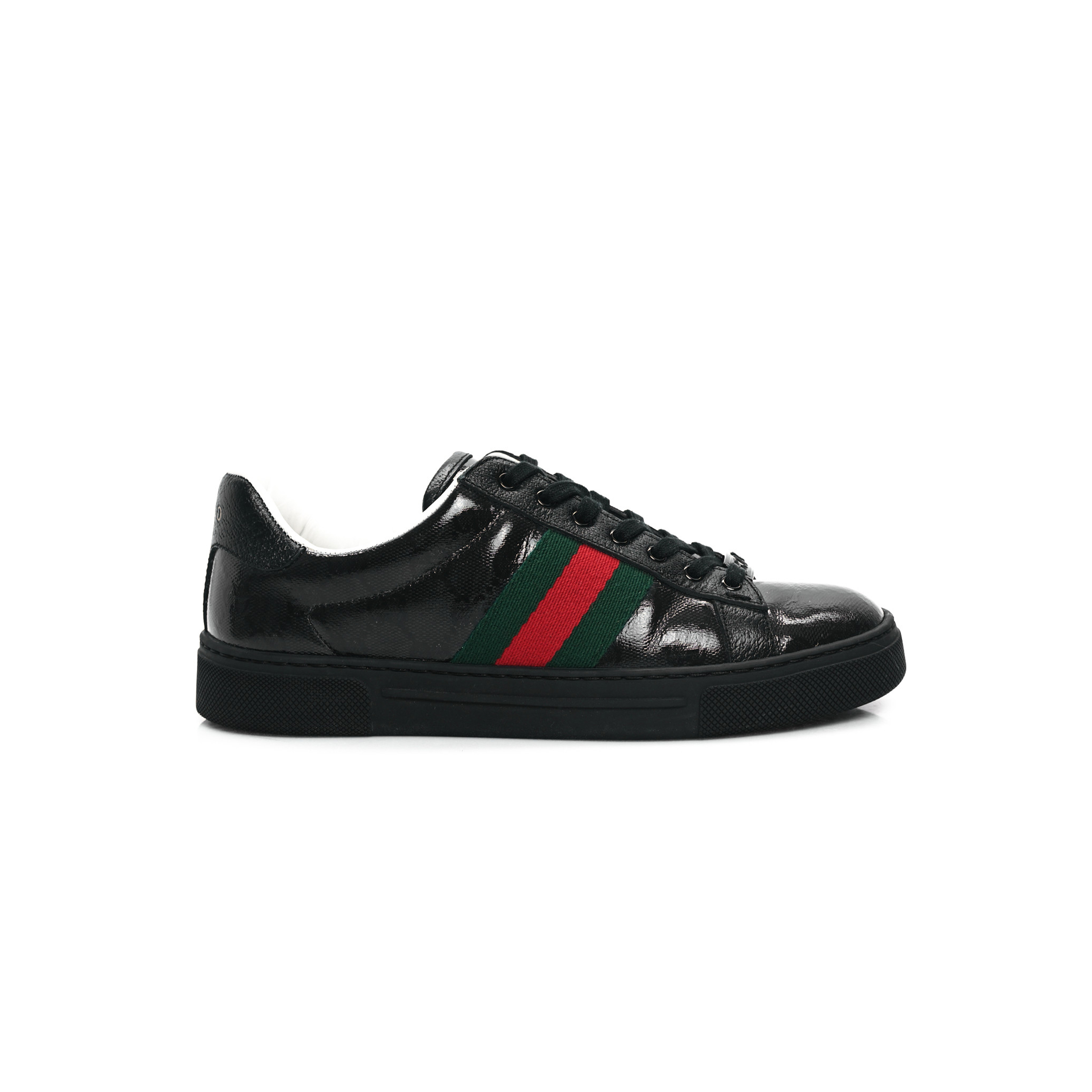 GUCCI ACE GG CRYSTAL CANVAS BLACK 760774 FACRF 1163